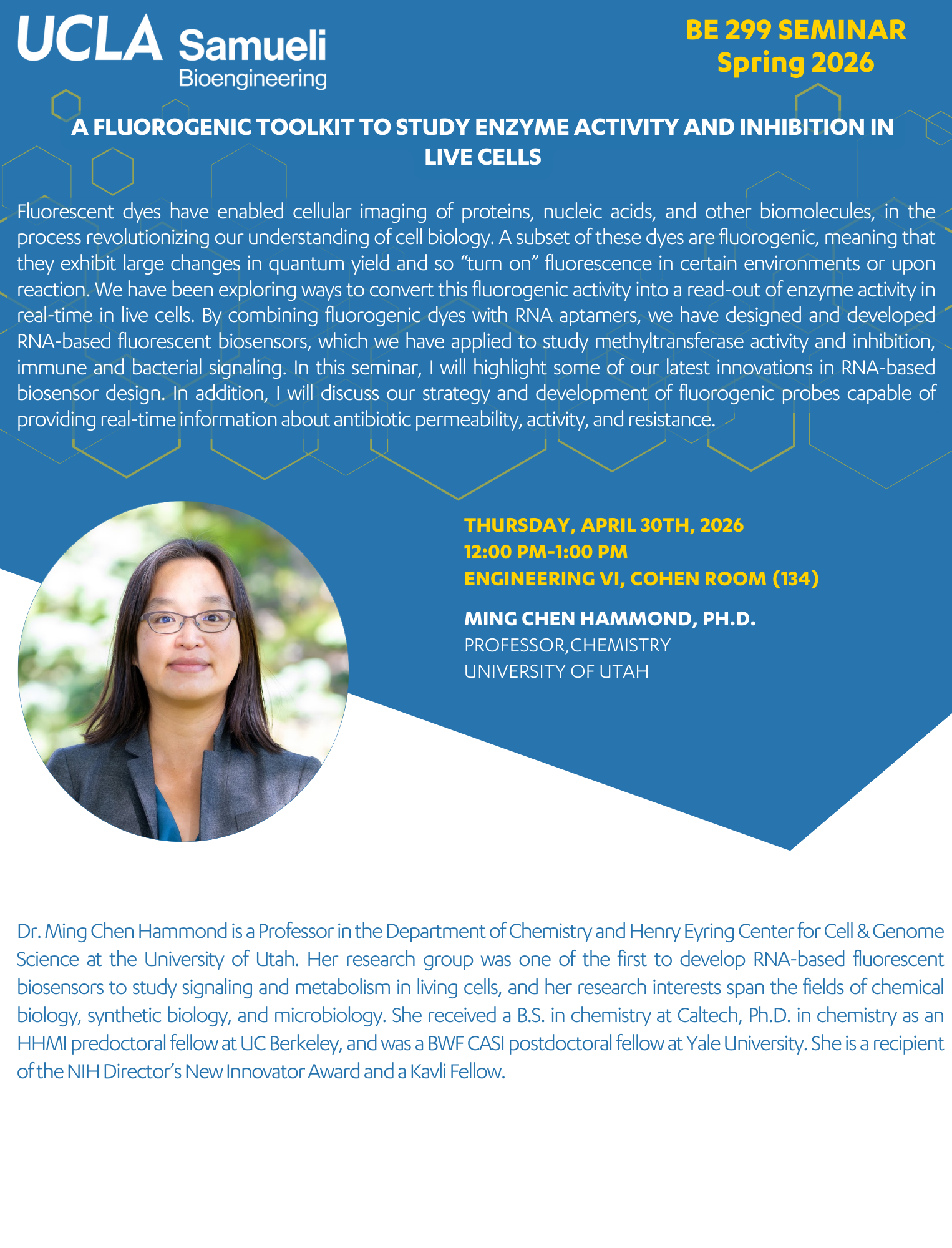 BE 299 Seminar- Dr. Ming Chen Hammond, Ph.D.