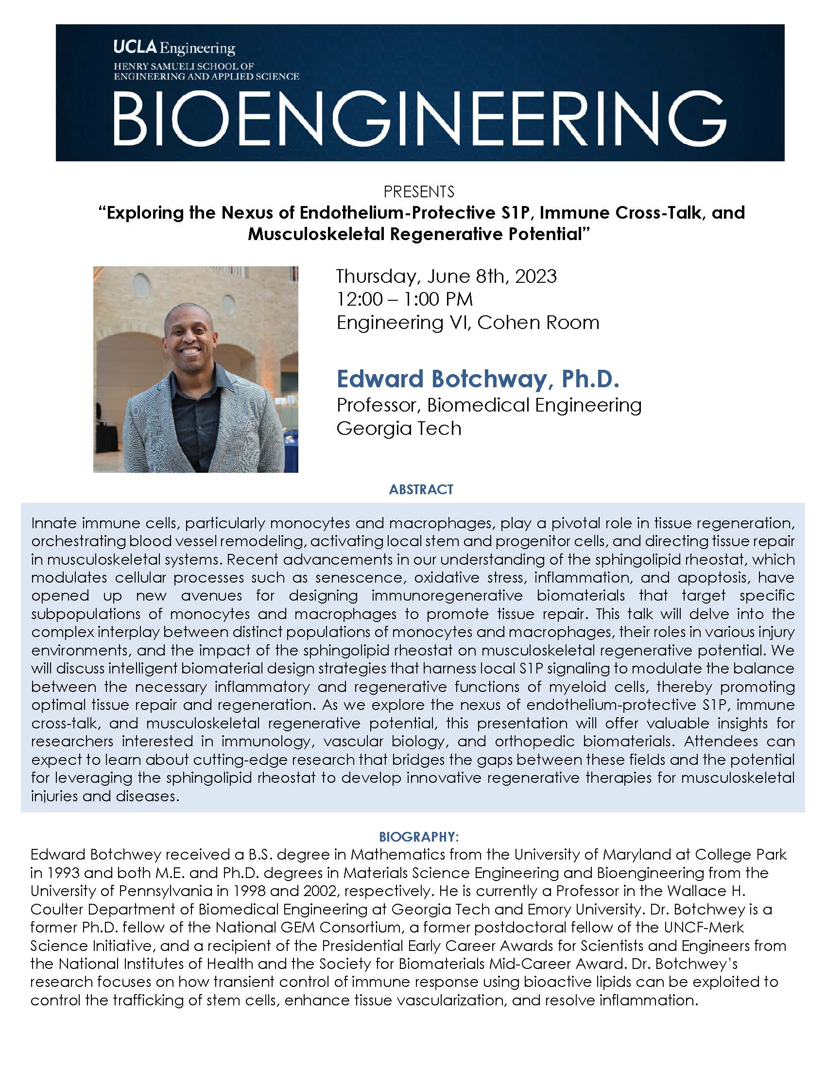 BE 299 Seminar: Edward Botchway, Ph.D.